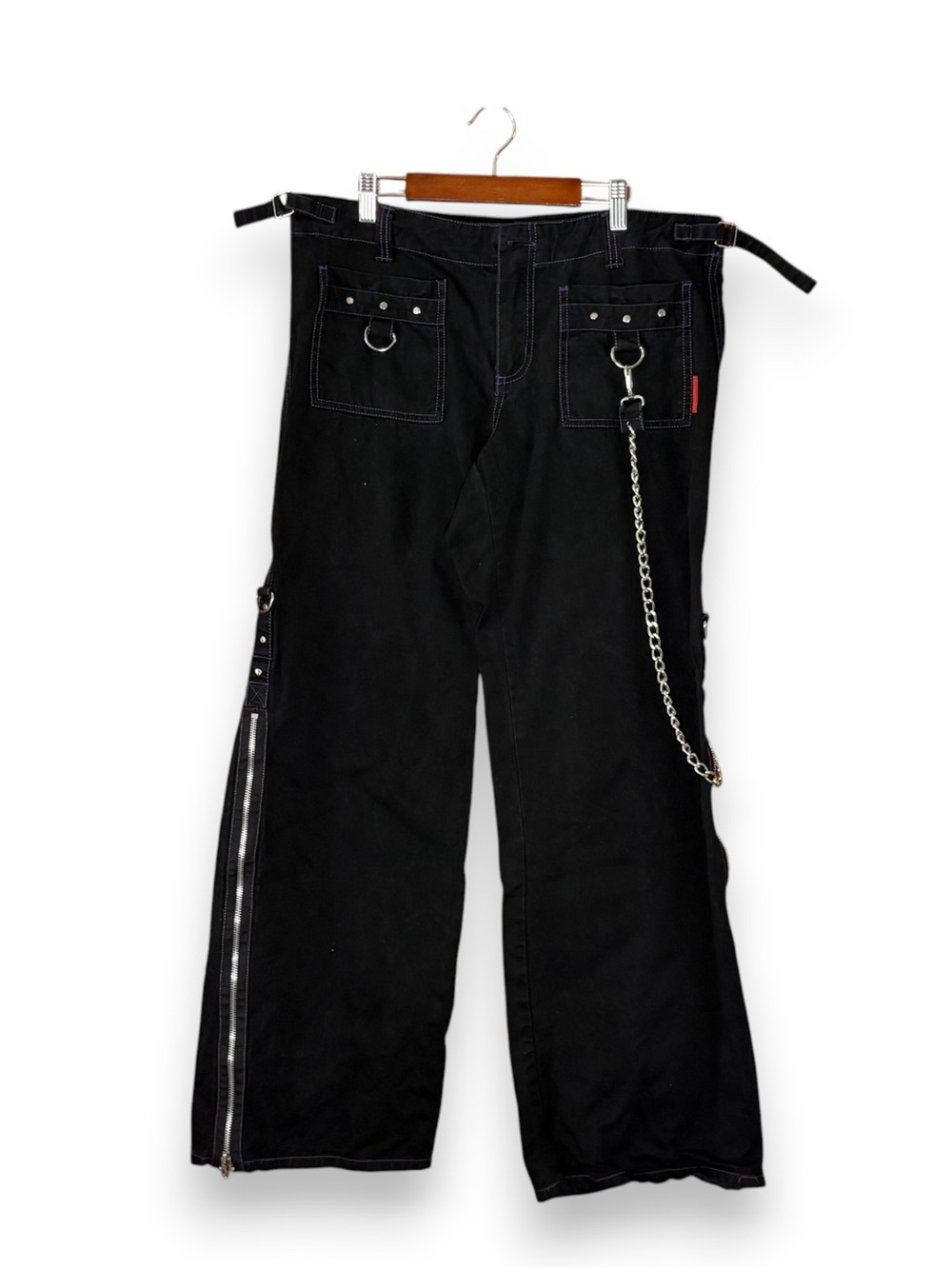 Tripp NYC Black & Purple Chain Pants Goth Emo Alternative Y2K Size 15 FLAWED